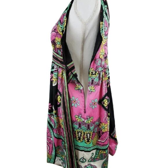 Beige by eci Multicolor Floral V-Neck Sleeveless Dress – Size 8 - Picture 5 of 12